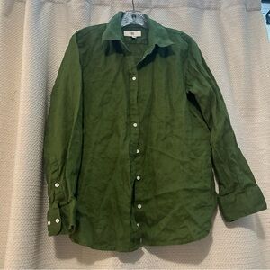 Banana Republic Olive Green Linen Button-Up Shirt